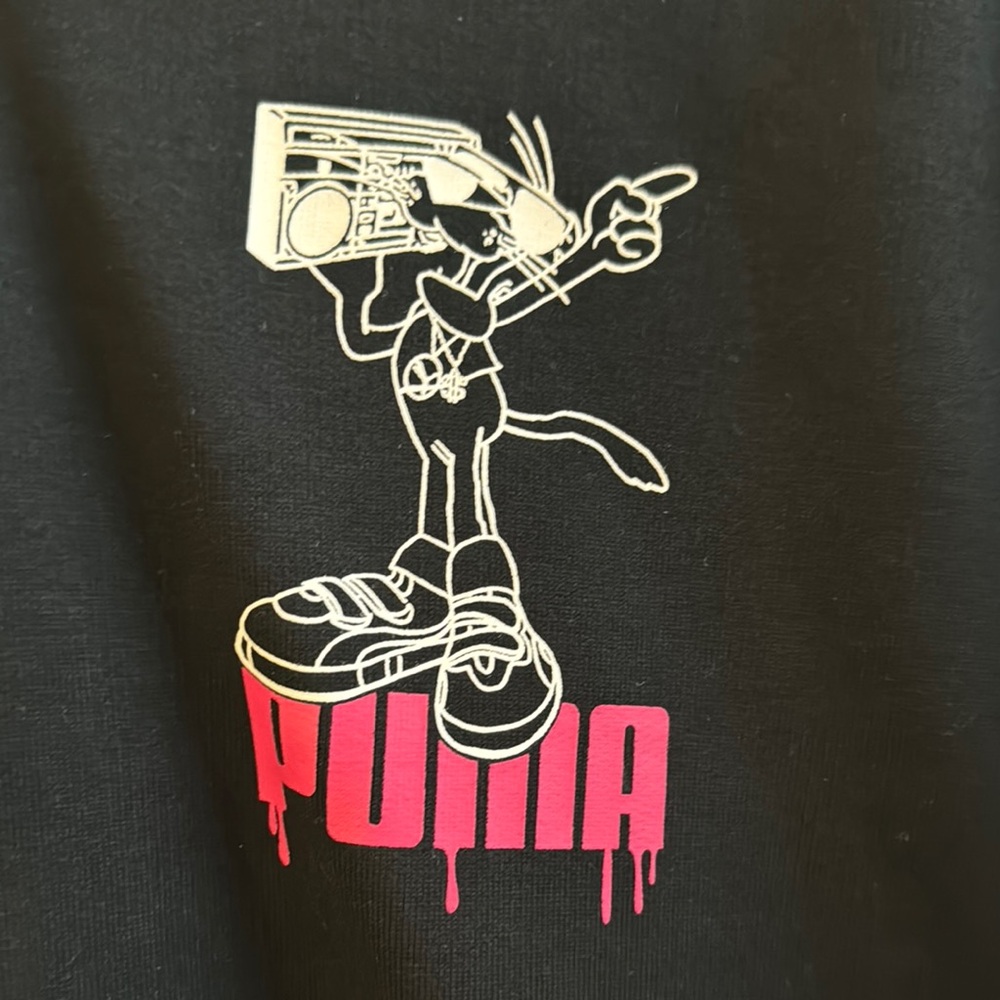 Puma Black Hoodie with Pink Graphic - Picture 3 of 5